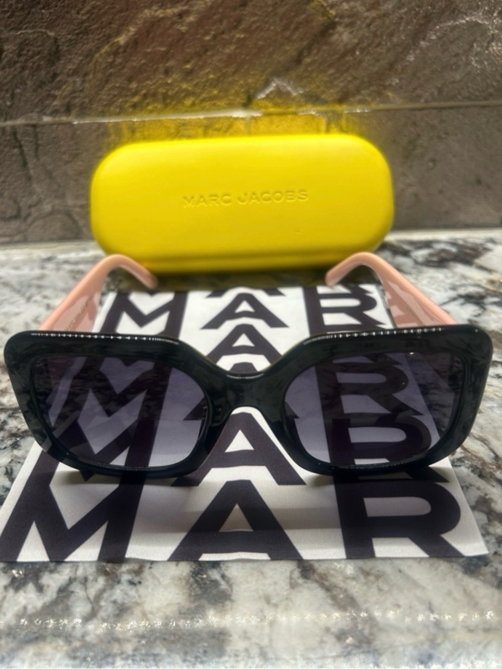Marc Jacobs Black Square Sunglasses with Brown Gradient Lenses NWT